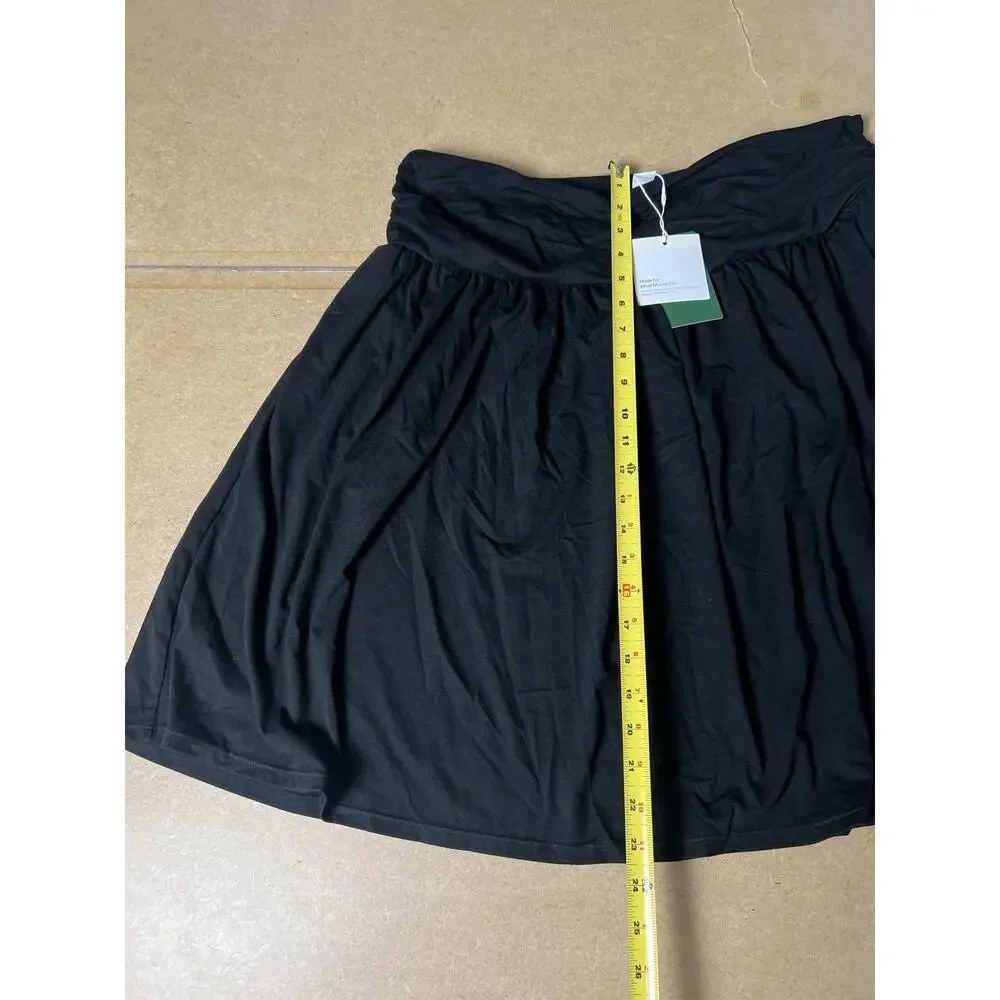 Halara Skirt Womens 1X Black Skater Knee Length Elastic Waist Pull On Stretch